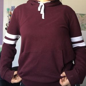 Forever-21 Burgundy Varsity Striped Hoodie size M